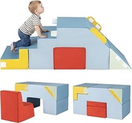 FANTASK 4-Piece Foam Building Blocks 3-in-1, Soft Building Blocks with Stairs & Tunnel, EN-71 Certif