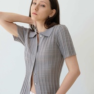 GREYSCALE T104 - Mesh stripe knit shirt (4 colors) ผ้าบาง ทอลายเส้นในเนื้อผ้า