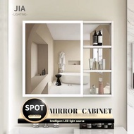 JIA【white Light】 Minimalist Modern Style Space Aluminum Bathroom Mirror Cabinet Wall Mounted Bathroom Storage Cabinet Hidden Mirror Cabinet Intelligent LED Light Mirror One Click Defogging Mirror Cabinet