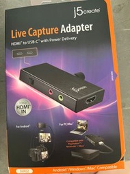 J5 create live capture adaptor UVC HDMI to USB-C with Power Delivery