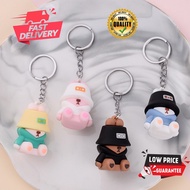 (Fast Shipping Malaysia) Cute Sleeping Fisherman Bear Keychain for bag kid school friends gift prese