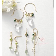 △™Take Up 2020 summer new 10k gold natural stone simple and versatile earrings soso rabbit Japan pur