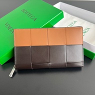 Bv Men's Large Braided Wallet Made of Classic Braided Cowhide Soft Comfortable Textured