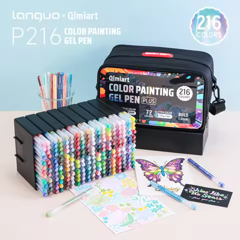 Languo 216-piece acrylic gel pen Multi-Color Handbook Pen Colored gel pens Student Writing Painting 