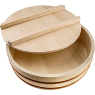 Mangkuk Nasi Sushi Kayu Kichgather dengan Penutup Hangiri Sushi Oke Tab Campur Nasi Sushi (10.6” den