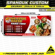 JASA CETAK SPANDUK CUSTOM MIE AYAM BAKSO BANNER BASO URAT CINCANG BASOJELETOT BASOLAVA BASRENG BASOG