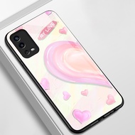 Case For OPPO A55 4G A54 4G A56 5G A55s Pink Heart-Shaped Phone Shockproof Glass Shell