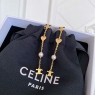 Celine outlet珍珠心形耳環