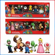 6pcs/set Super Mario Bros Action Figure Toys Baby Educational Toy Model Dolls Kit Luigi Yoshi Mushroom Kids Birthday Gift With Box