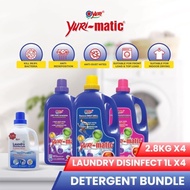 [Detergent Bundle] Yuri-matic Antibacterial Laundry Liquid 2.8Kgx4 + Yuri Laundry Disinfectant 1Lx4