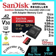 SanDisk Extreme Pro 32GB 64GB 128GB 256GB 512GB 1TB 2TB การ์ด MicroSD A2 U3 V30เมกะไบต์/วินาที200สำห
