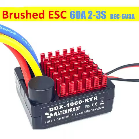 Waterproof 60A ESC WP-1060-RTR Brushed Electronic Speed Controller BEC 5V/2A for 1/10 RC Car Truck 5