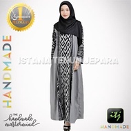 Gamis Batik Wanita Muslimah Tenun Ikat Troso Handmade Kombinasi