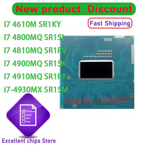 1pcs/lot I7 4610M SR1KY I7 4800MQ SR15L I7 4810MQ SR1PV I7 4900MQ SR15K I7 4910MQ SR1PT i7-4930MX SR
