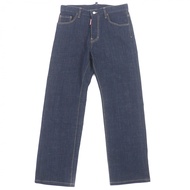 DSQUARED2 24AW S74LB1421 靛藍色前襟皮革貼片牛仔褲，尺寸 44，正品男款，成色極佳。