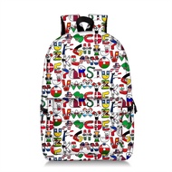 Alphabet Lore School Bag Cartoon Print Middle School Student Backpack Large Capacity Backpack Primary and Middle School Students Schoolbag Boys Girls Anime Cartoon School Bag