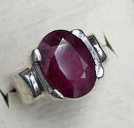 男士紅寶石戒指 925 純銀 天然紅寶石戒指 男士真紅寶石戒指