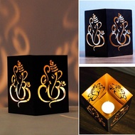 Happy Diwali Iron Projection Candle Holder Deepavali Candlesticks Diwali Crafts Decoration for Bedroom Bar Ornament