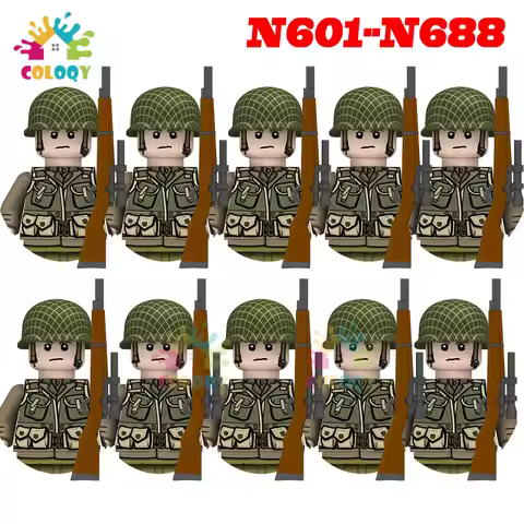 Kids Toys WW2 10pcs/set N601-N688 Building Blocks US Soviet Naval Army Soldier Mini Action Figures T