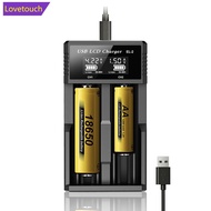 LOVETOUCH USB LCD Battery Smart Charger 1 / 2 Slots Dual For 18650 3.7V Rechargeable Lithium Battery