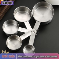 [MADOU3] 5Pcs Set Stackable Measuring Cups And Spoons Set With Scale Stainless Steel Coffee Measurin