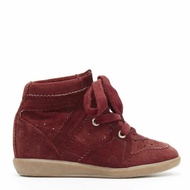 new ISABEL MARANT Bobby Burgundy Velvet Stainer Basket suede wedge sneaker EU37