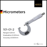ASIMETO OUTSIDE MICROMETER RANGE: 0-25MM 0.01MM RATCHET STOP