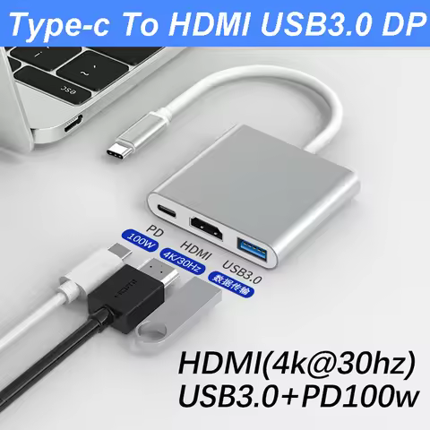 Type C To HDMI 4K USB 3.0 PD 100W Charging USB 3.1 Hub Cable For Mac Air Pro Huawei Mate10 Samsung S