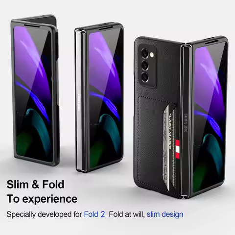 Card Slot Leather Case for Samsung Galaxy Z Fold 7 6 5 2 4 fold7 fold6 fold5 Fold4 Fold3 Fold2 5G Fo
