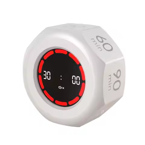 Octagon USB Rechargeable Timer LED Screen 1/3/5/15/30/60/90min Automatic Rotating Timer Custom Count