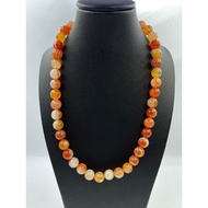 Natural Carnelian Agate Stone Round Beaded Necklace Available in 6 mm 8 mm 10 mm Necklace for men and women