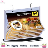 【WVH】-A4 Flip Table Menu Stand Multi-Page Table Card Rack Menu Display Stand Menu Holder Desk Menu P
