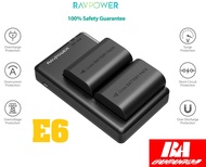 Bộ 2 Pin + 1 Sạc RAVPower LP-E6N for Canon EOS 5D Mark IV 5D Mark III 5DS 5DS R 5D Mark II 6D Mark I