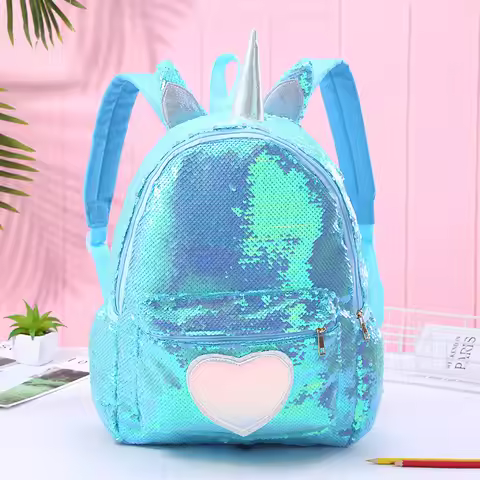 Unicorn Unicorn Large Capacity Mermaid Sequin Backpack Student Cute Cartoon Casual Backpack Female S