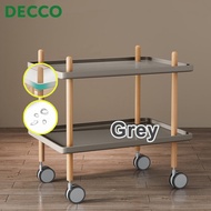 DECCO 2 Layer Danish Trolley Small Bedside Table Simple Mini Solid Wood Coffee Table - Fulfilled by 