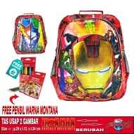 Wipe Backpack 2 super hero Iron man Character Pictures // sequin Bag 2 super hero Character Pictures