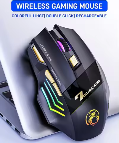 Wireless Gaming Mouse 2.4G Bluetooth Dual Mode 7 Keys 3200 DPI Regulation Mice with Muted Click RGB 