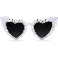 Etercycle 40th Birthday Sunglasses, Hello Forty Heart Glasses 40th Birthday Decorations For Women Me