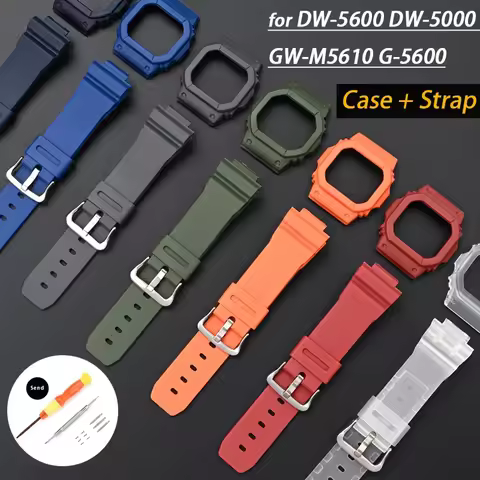 Resin Replacement Case Strap for Casio G-SHOCK DW-5600 GW-M5610 G-5600 GWB-5600 Matte Rubber Bumper 