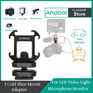 Andoer 3 Cold Shoe Mount Adapter On-Camera Mount Adapter for Ca-non N-ikon So-ny DSLR Camera for L-E