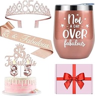 Birthday Gifts for Women, Cups, Crown, Sash, Cake Topper, Candle (85th)