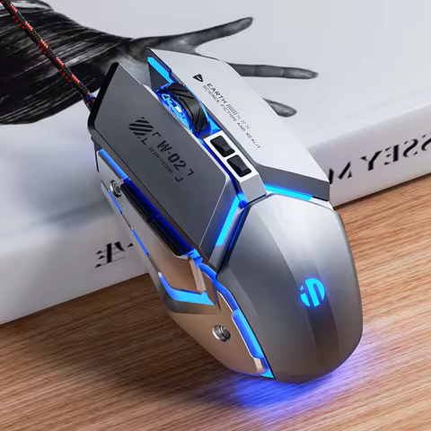 Inphic W2 2nd Generation Gaming Mouse USB Wired Silent Competition Mouse New Metal Style 6-key Macro