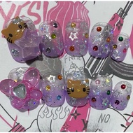 Kitty cute summer y2k short handmade artificial press-on nails