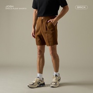 TWENTYSECOND กางเกงขาสั้น ผ้าคอตต้อน ทรงเอวสูง รุ่น Josh single pleat shorts - ส้ม / Brick