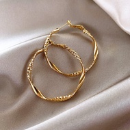 Fashion golden circle earrings / S925 Silver post