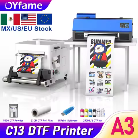 OYfame EU US Stock A3 DTF Printer XP600 F1080 head DTF Impressora DTF Printing Machine Direct to Fil