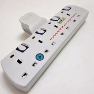 4 Gang T - Adaptor 3 pin plug Extension with Neon indicator sirim approved