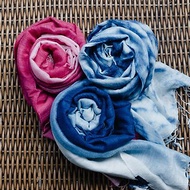 藍染/植物染 泰絲圍巾