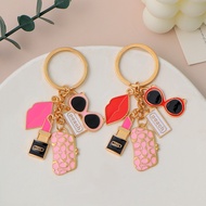 Exquisite Enamel Llipstick Handbag Shape Keychains Fashion Sunglasses Lip Metal Keyrings Car Key Hol