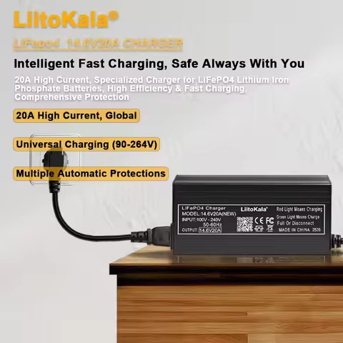 1-2PCS Output 14.6V 20A For 12V20A 4S lifepo4 Battery Charger with EU US Plug Clips Charge DC Adapte